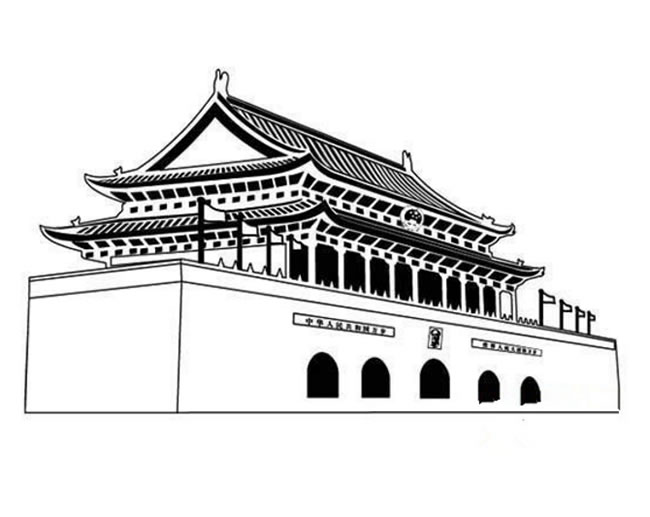 雄偉的天安門簡筆畫