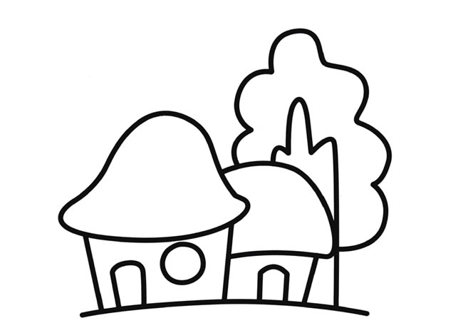 彩色小木屋簡筆畫