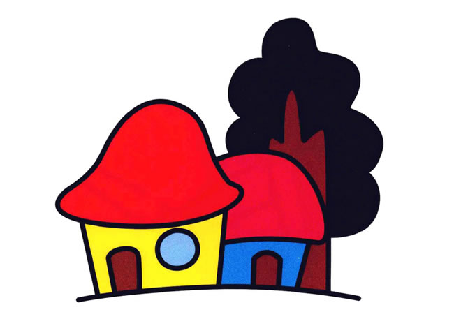 彩色小木屋簡筆畫