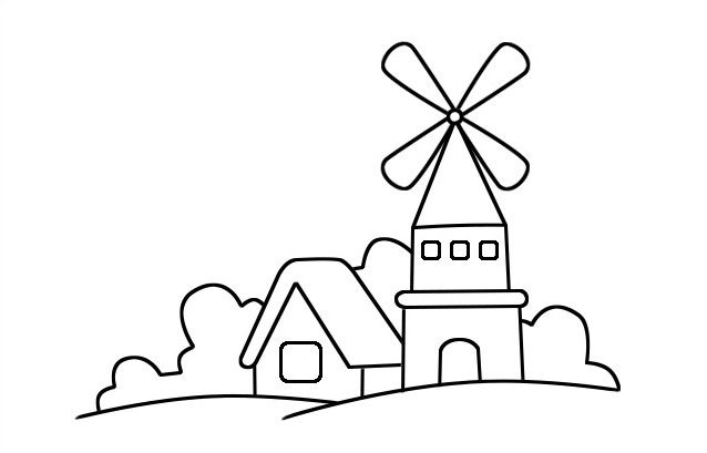 風(fēng)車(chē)屋兒童簡(jiǎn)筆畫(huà)