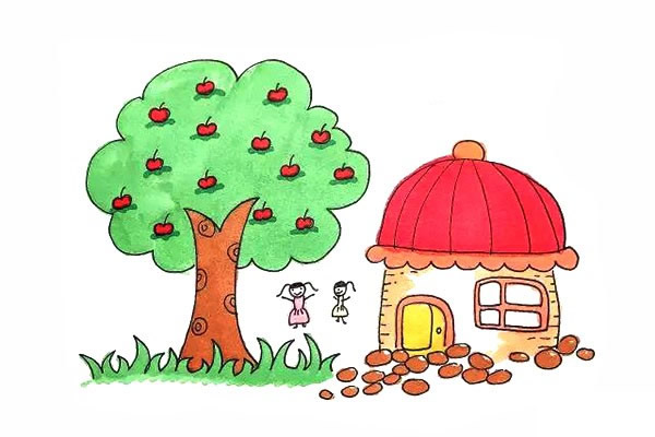 房屋和果樹(shù)簡(jiǎn)筆畫(huà)步驟