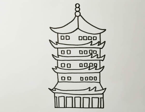 關于黃鶴樓的簡筆畫步驟詳解