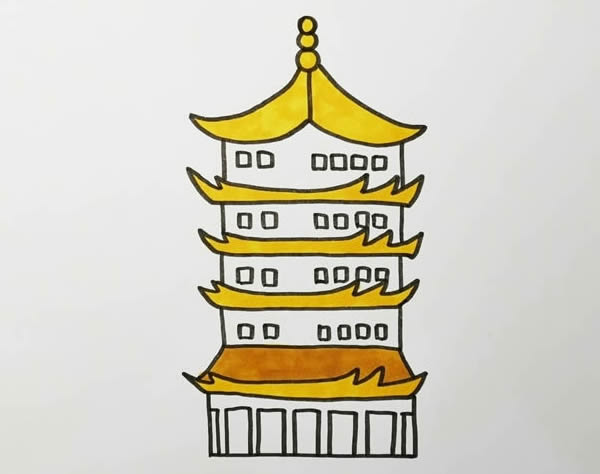關于黃鶴樓的簡筆畫步驟詳解