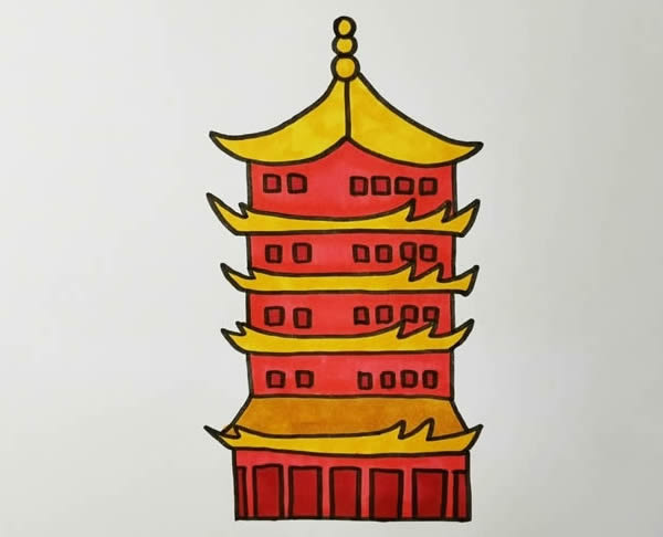 關于黃鶴樓的簡筆畫步驟詳解