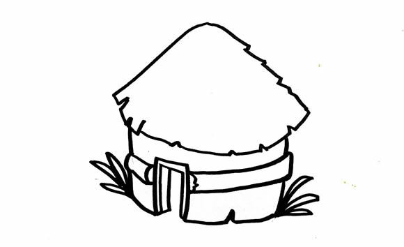 簡單的茅草屋簡筆畫