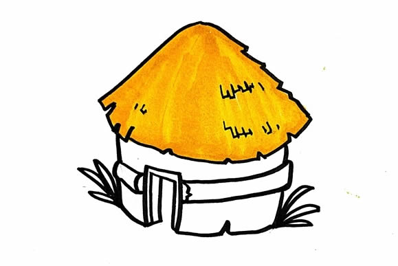 簡單的茅草屋簡筆畫