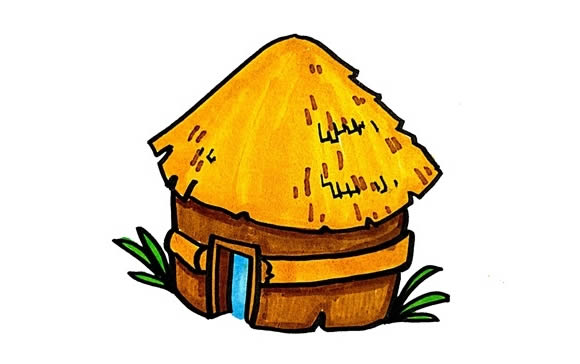 簡單的茅草屋簡筆畫