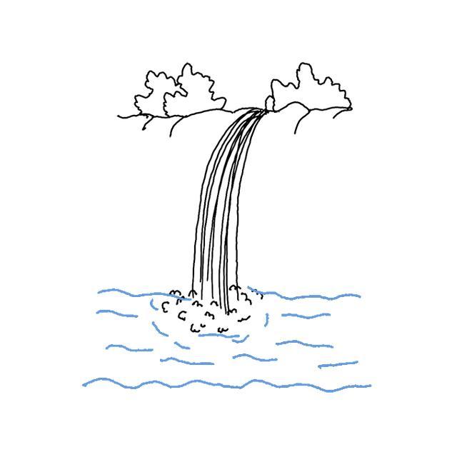 瀑布簡(jiǎn)筆畫步驟詳解
