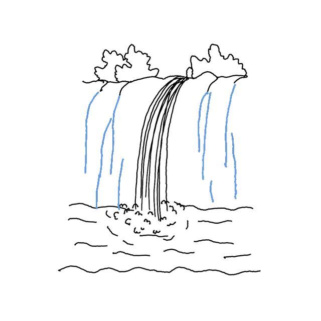 瀑布簡(jiǎn)筆畫步驟詳解