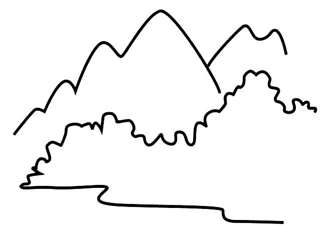 綿延的大山簡筆畫