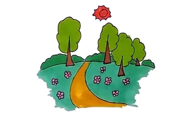 鄉村漂亮的風景簡筆畫