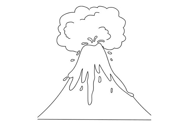 火山噴發時的簡筆畫