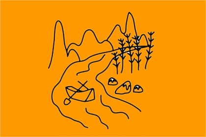 山川河流風景簡筆畫圖片