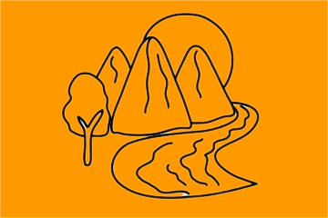 山川河流風景簡筆畫圖片