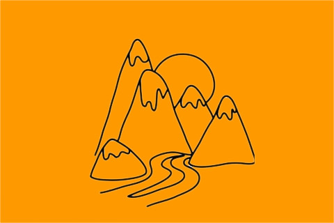 山川河流風景簡筆畫圖片