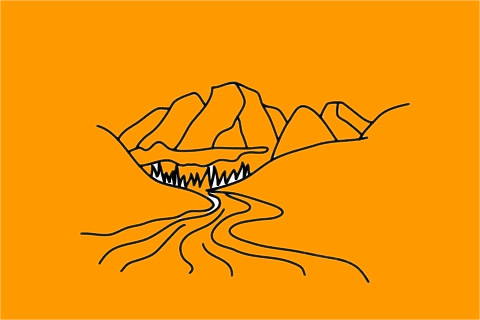 山川河流風景簡筆畫圖片