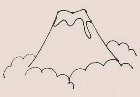 噴發(fā)的火山簡(jiǎn)筆畫怎么畫