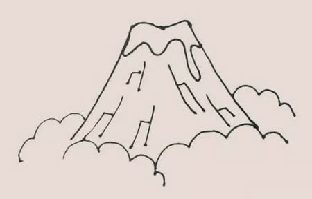 噴發(fā)的火山簡(jiǎn)筆畫怎么畫