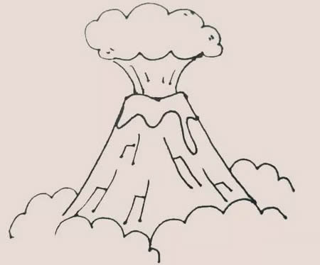 噴發(fā)的火山簡(jiǎn)筆畫怎么畫