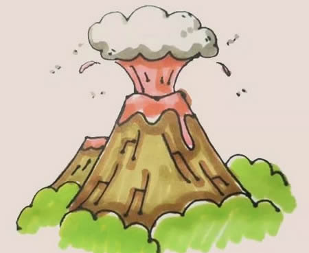 噴發(fā)的火山簡(jiǎn)筆畫怎么畫