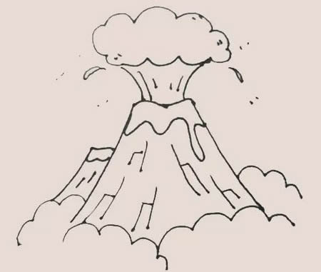噴發(fā)的火山簡(jiǎn)筆畫怎么畫