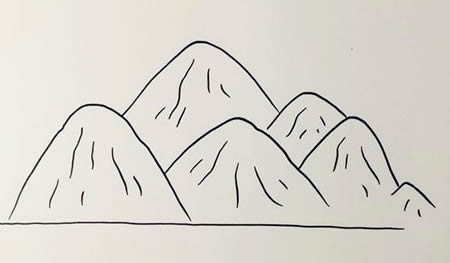 簡單的高山流水簡筆畫步驟
