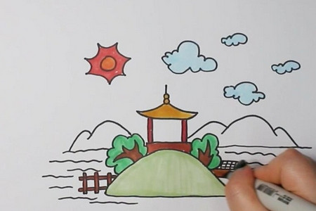 美麗的公園簡筆畫