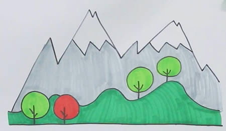 簡單的大山簡筆畫怎么畫