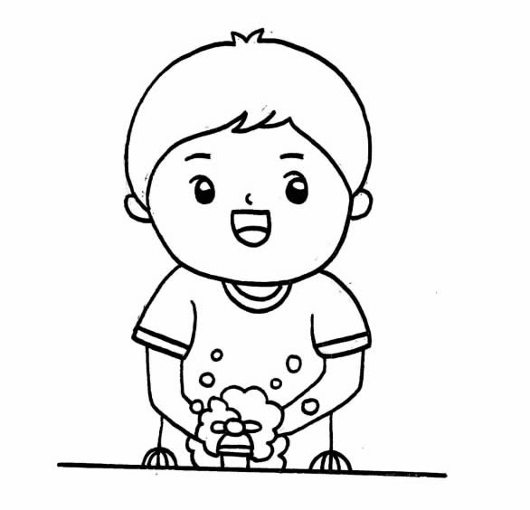 預(yù)防肺炎勤洗手簡(jiǎn)筆畫(huà)