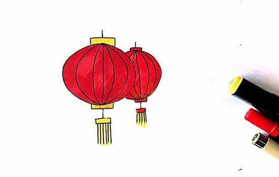 兩個燈籠的簡筆畫