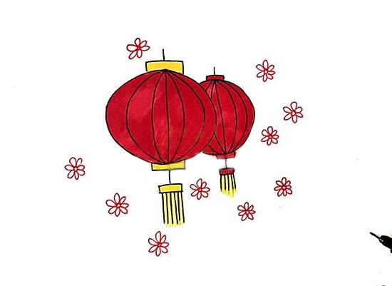 兩個燈籠的簡筆畫
