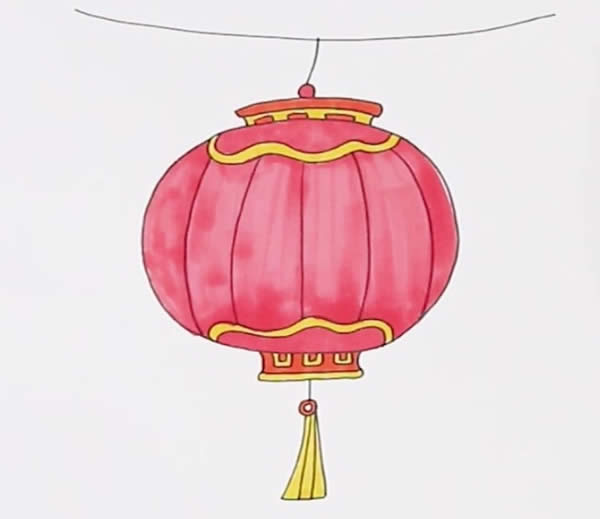 漂亮的紅燈籠簡筆畫