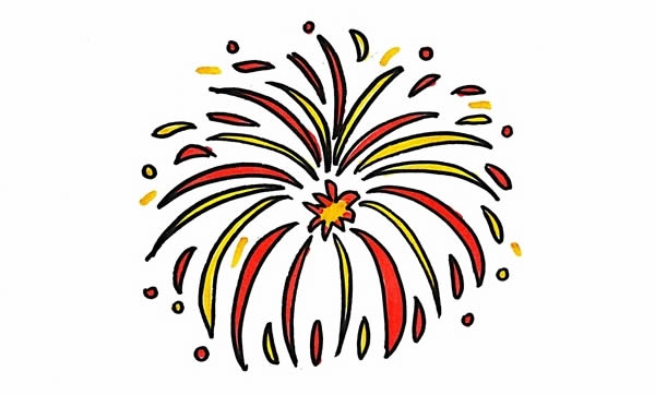彩色的煙花簡筆畫