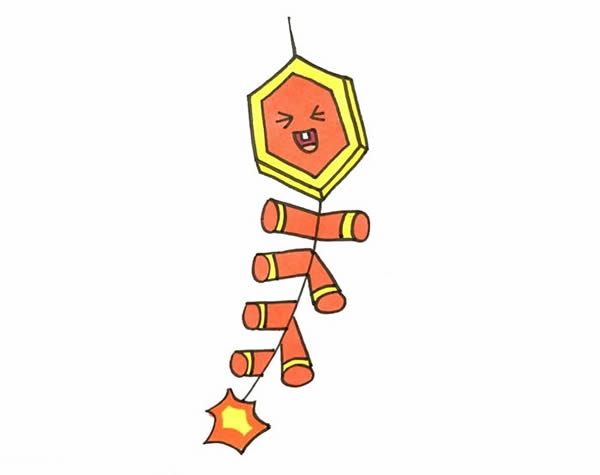 一串卡通的鞭炮簡(jiǎn)筆畫(huà)步驟