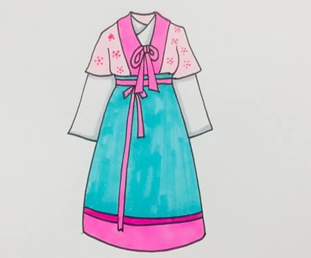 古代女生長裙簡筆畫