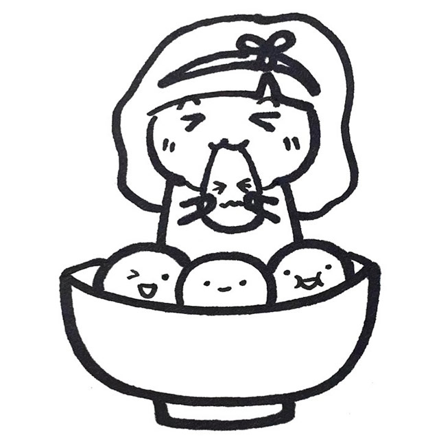 元宵節吃湯圓的小女孩簡筆畫 元宵節吃湯圓的小女孩簡筆畫