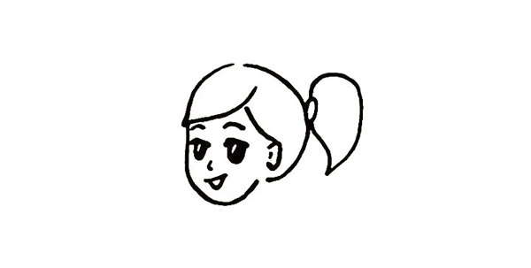 春節(jié)貼福字的小女孩簡筆畫