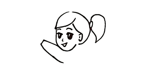 春節(jié)貼福字的小女孩簡筆畫