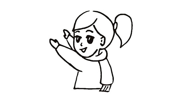 春節(jié)貼福字的小女孩簡筆畫