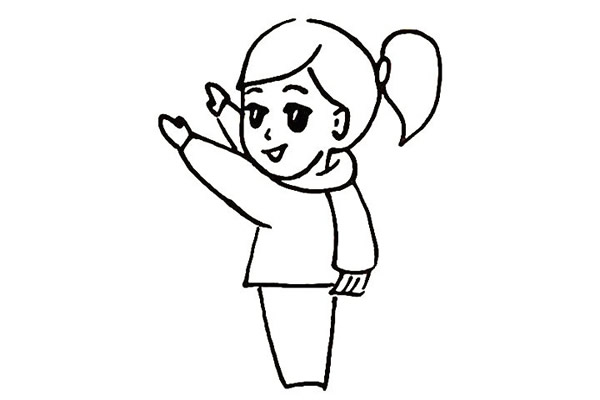 春節(jié)貼福字的小女孩簡筆畫