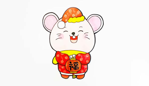 鼠年送福簡筆畫畫法步驟