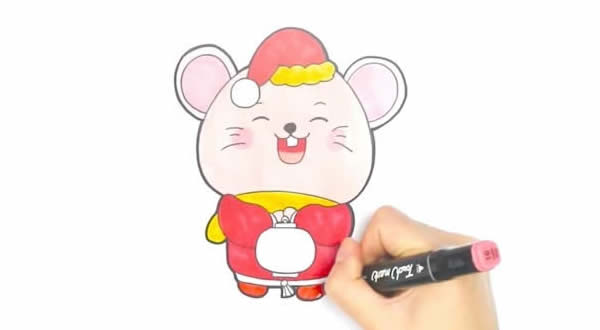 鼠年送福簡筆畫畫法步驟