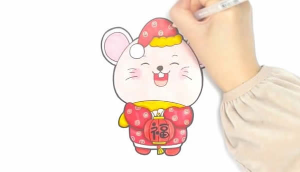 鼠年送福簡筆畫畫法步驟