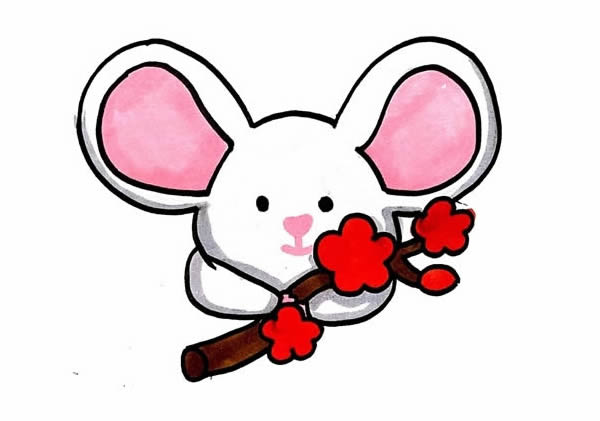 老鼠和梅花簡筆畫步驟