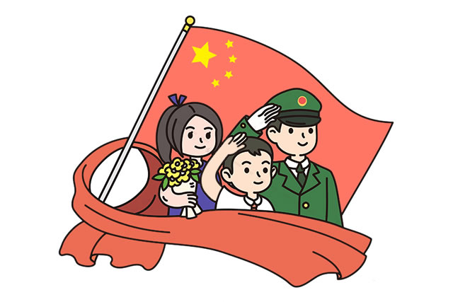 國慶節敬禮的簡筆畫步驟