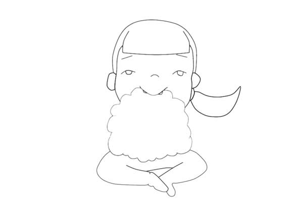 中秋節吃月餅的小女孩簡筆畫