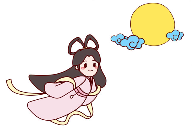 漂亮的嫦娥奔月簡(jiǎn)筆畫(huà)
