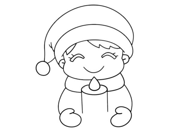 圣誕節(jié)小女孩送祝福簡筆畫