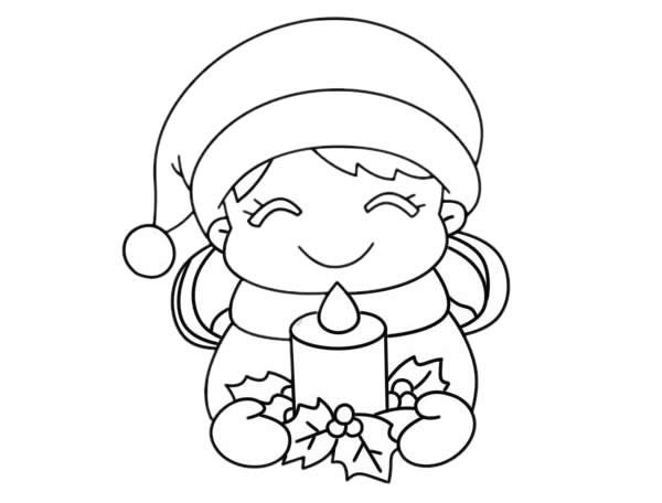 圣誕節(jié)小女孩送祝福簡筆畫