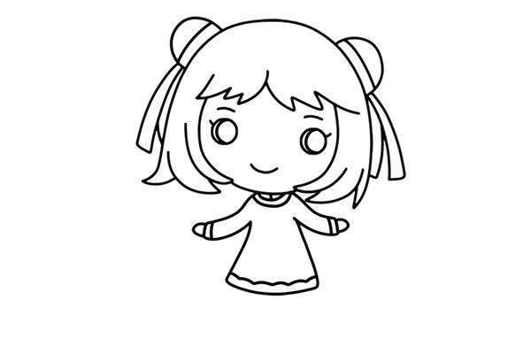 小女孩喜迎元旦簡筆畫步驟